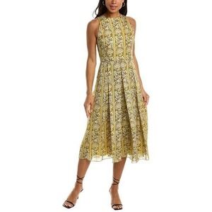 Mikael Aghal Dress Womens 6 Yellow Blue Purple Floral